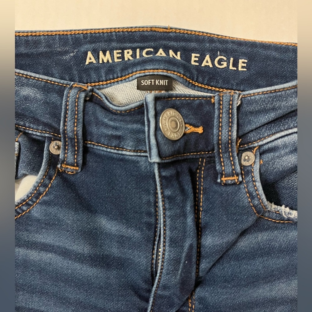 American Eagle Outfitters | Women's Distressed Hi-Rise Soft Knit Skinny Jeans - Picture 5 of 7